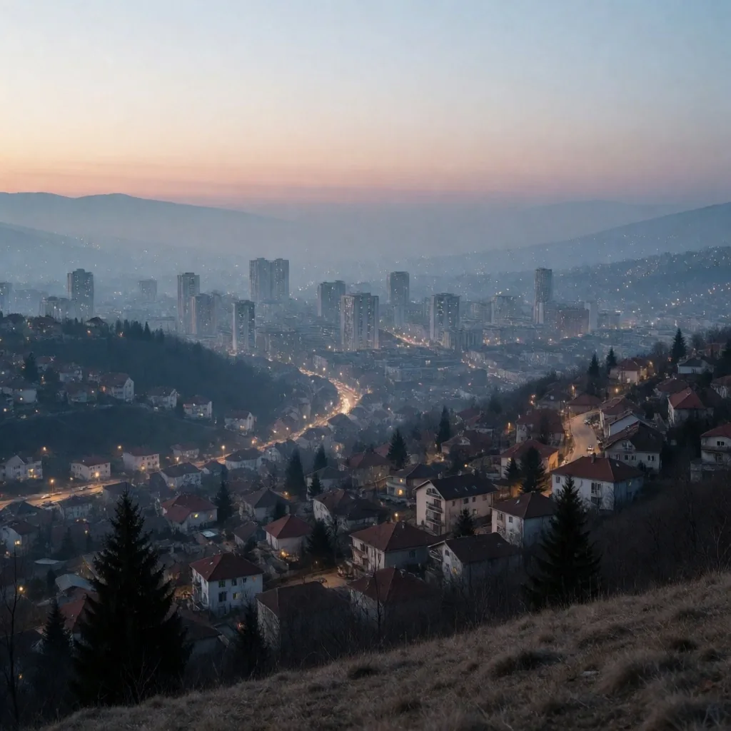 Sarajevo u sumrak sa pogledom na grad